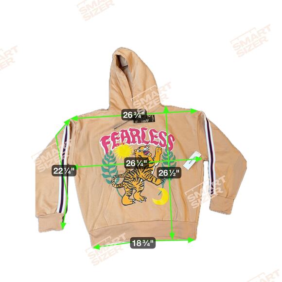 Reason Hoodie Mens Large Khaki Fearless Tiger Graphic Pullover Sweatshirt F3-54 - Picture 9 of 10